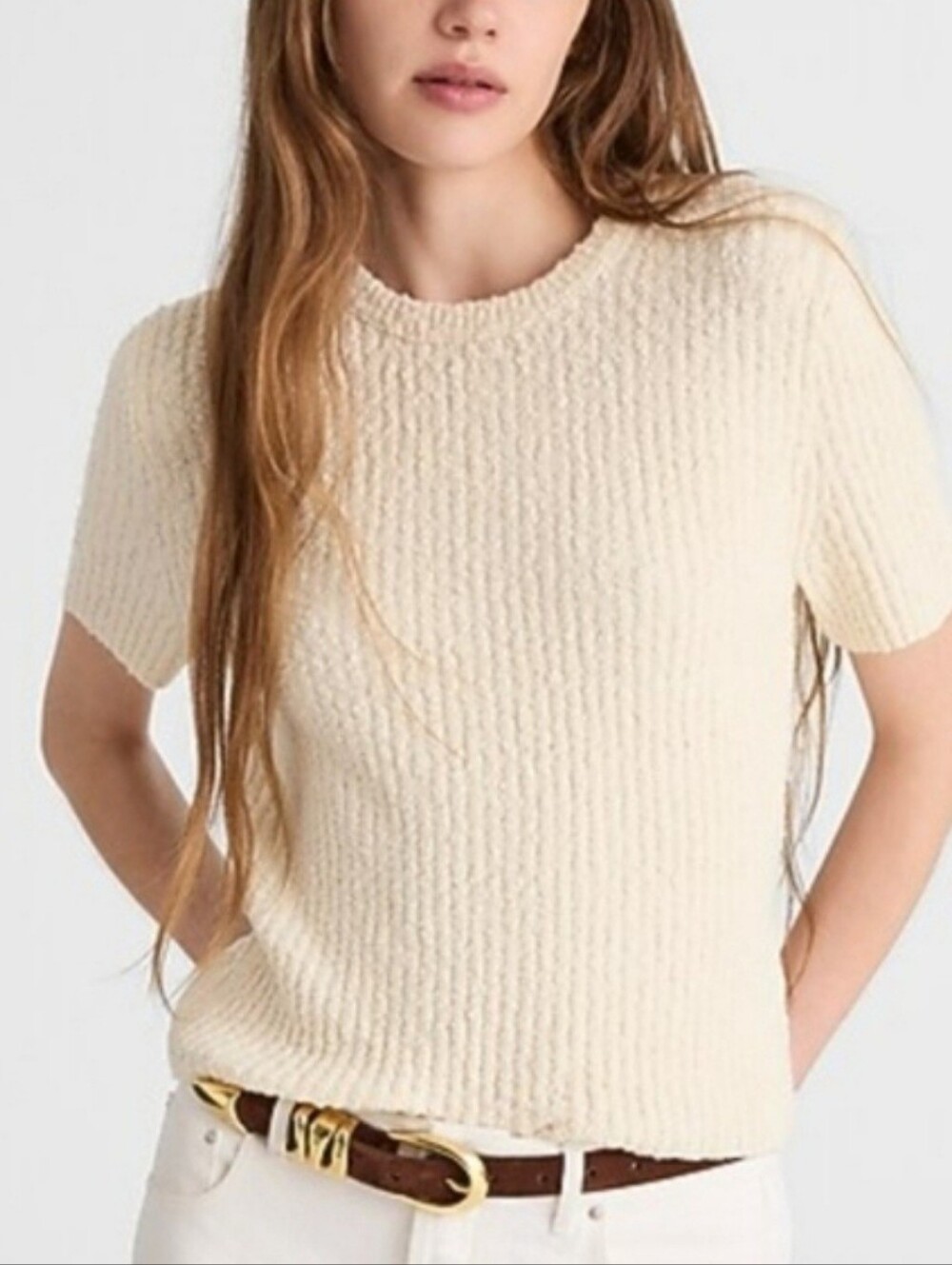 Madewell Boucle Knit Crewneck Sweater Tee Small NWT